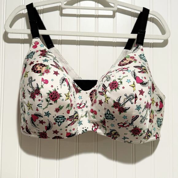 Torrid Dream Wire Free Bra Tattoo Print Size 44D - Picture 2 of 6